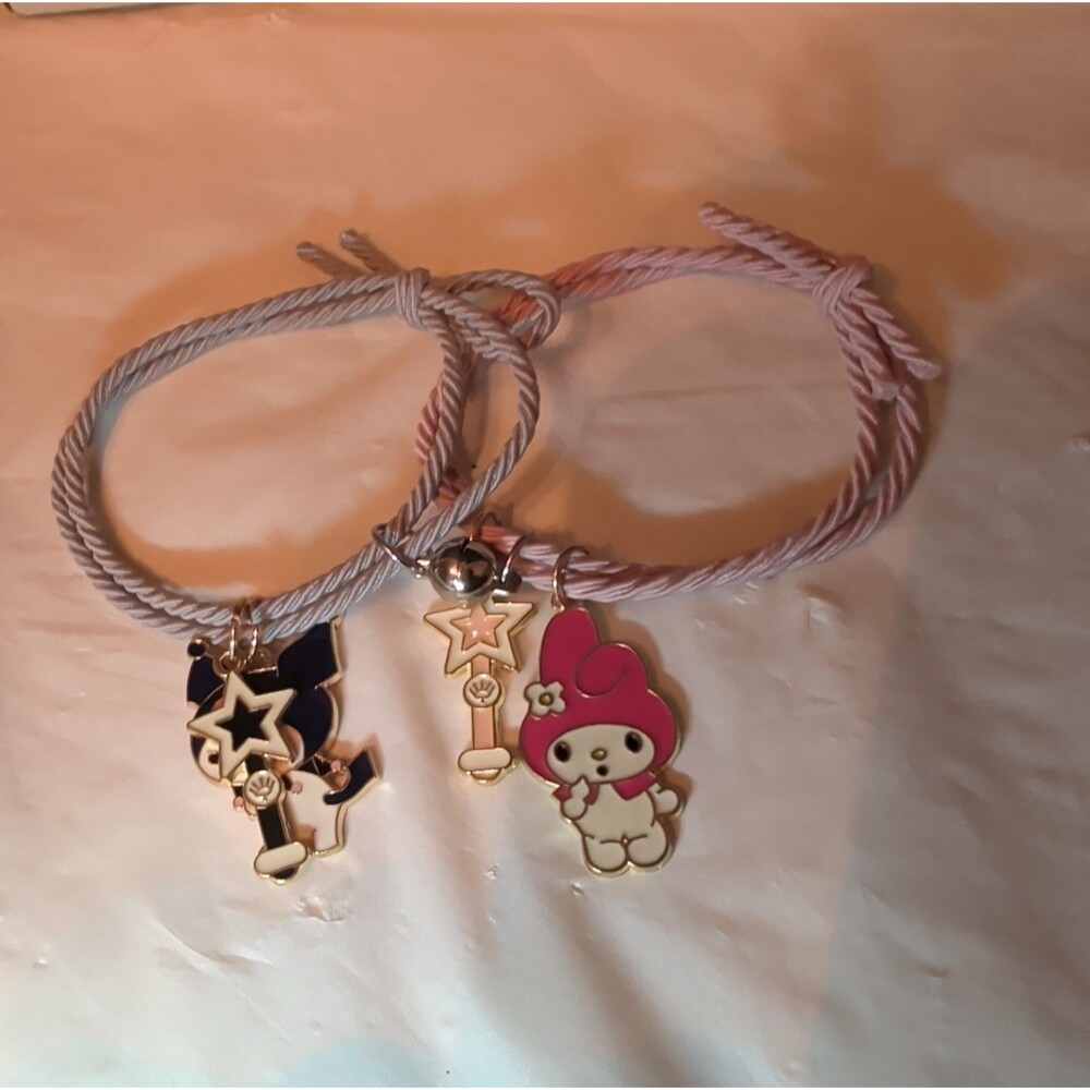 Kuromi My Melody Magnetic Friendship Bracelet Set Enamel Kawaii Y2K OS - Picture 6 of 16